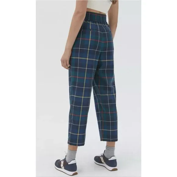 Urban Outfitters Paige Pleated Cropped Straight Leg Trouser- Small- Multicolored - Picture 2 of 10